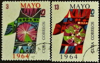 Набор почтовых марок (2 шт.). "День трудящихся". 1964 год, Куба.