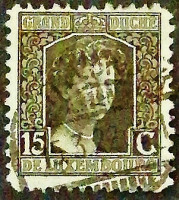 Почтовая марка (15 c.). "Великая герцогиня Мария Аделаида". 1914 год, Люксембург.