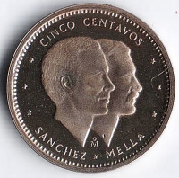 Монета 5 сентаво. 1984(Mo) год, Доминиканская Республика. Proof.