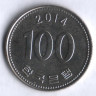 Монета 100 вон. 2014 год, Южная Корея.