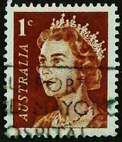 Почтовая марка (1 c.). "Королева Елизавета II". 1966 год, Австралия.