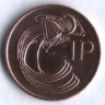 Монета 1 пенни. 1982 год, Ирландия.