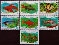 Набор почтовых марок (7 шт.). "Тропические рыбы (I)". 1988 год, Вьетнам.