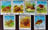 Набор почтовых марок (7 шт.). "Черепахи (II)". 1989 год, Вьетнам.