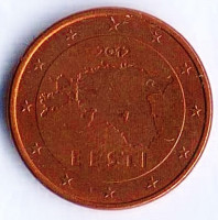 Монета 1 цент. 2012 год, Эстония.