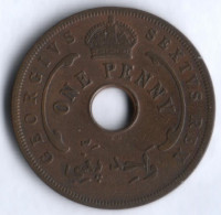 Монета 1 пенни. 1952(KN) год, Британская Западная Африка.