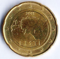 Монета 20 центов. 2011 год, Эстония.