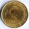 Монета 20 центов. 2011 год, Эстония.
