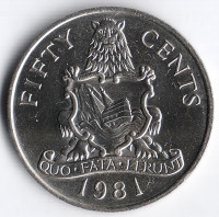 Монета 50 центов. 1981 год, Бермудские острова.