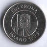 Монета 1 крона. 1999 год, Исландия.