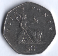 Монета 50 пенсов. 2001 год, Великобритания.