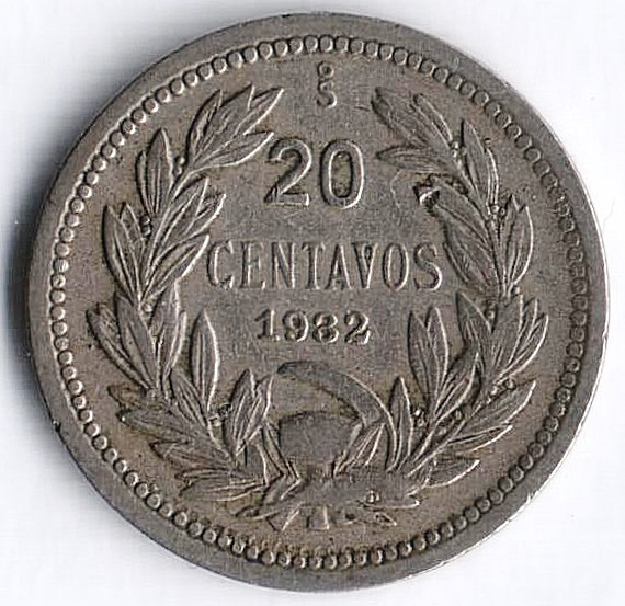 20 сентаво. 1932 год, Чили.
