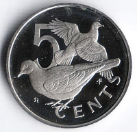 Монета 5 центов. 1974 год, Британские Виргинские острова.
