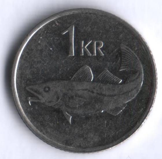 Монета 1 крона. 2011 год, Исландия.