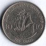 Монета 10 центов. 1989 год, Восточно-Карибские государства.
