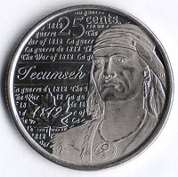 Монета 25 центов. 2012 год, Канада. Текумсе.