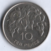 Монета 10 пенсов. 1984 год, Остров Святой Елены.
