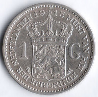 Монета 1 гульден. 1915 год, Нидерланды.