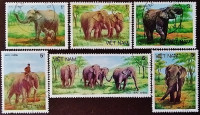Набор почтовых марок (6 шт.). "Азиатские слоны". 1987 год, Вьетнам.