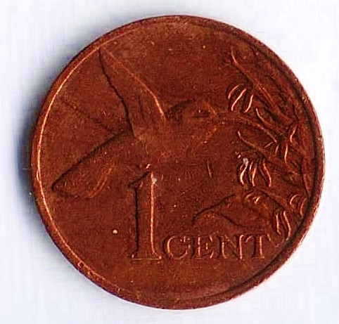 Монета 1 цент. 1986 год, Тринидад и Тобаго.