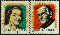 Набор почтовых марок (2 шт.). "Международный женский день". 1965 год, Куба.