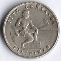 Монета 5 сентаво. 1944(S) год, Филиппины.