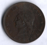 Монета 2 сентаво. 1892 год, Аргентина.
