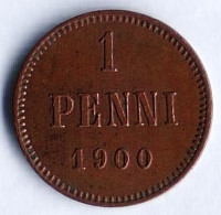 Монета 1 пенни. 1900 год, Великое Княжество Финляндское.