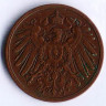 Монета 2 пфеннига. 1906 год (J), Германская империя.