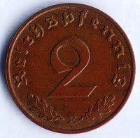 Монета 2 рейхспфеннига. 1937 год (E), Третий Рейх.