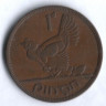 Монета 1 пенни. 1941 год, Ирландия.