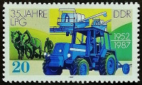 Почтовая марка. "35 лет Сельскохозяйственным производственным кооперативам". 1987 год, ГДР.