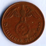 Монета 2 рейхспфеннига. 1939 год (G), Третий Рейх.