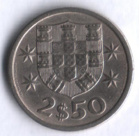 Монета 2,5 эскудо. 1964 год, Португалия.
