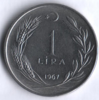 1 лира. 1967 год, Турция.