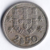 Монета 2,5 эскудо. 1966 год, Португалия.