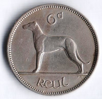 Монета 6 пенсов. 1942 год, Ирландия.