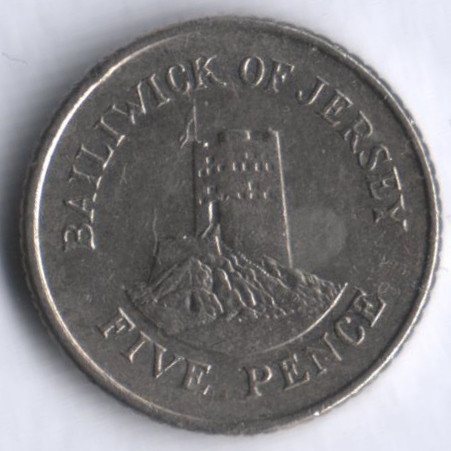 Монета 5 пенсов. 1990 год, Джерси.