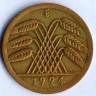 Монета 50 рентенпфеннигов. 1924 год (E), Веймарская республика.