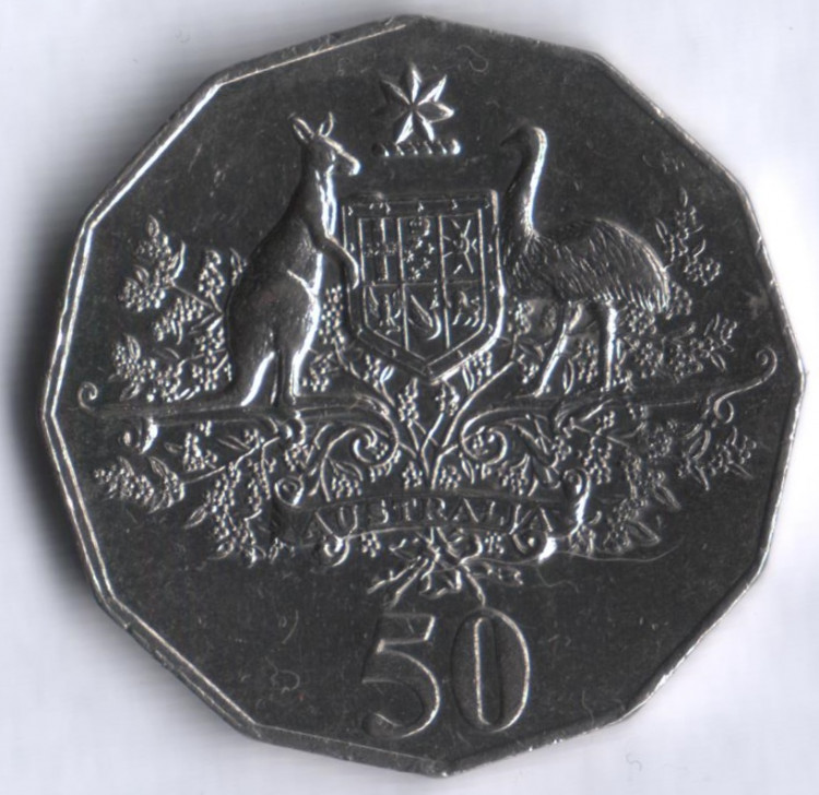 Монета 50 центов. 2001 год, Австралия. 100-летие федерации.