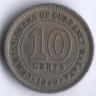 Монета 10 центов. 1949 год, Малайя.