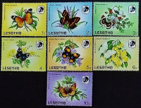 Набор почтовых марок (7 шт.). "Бабочки". 1984 год, Лесото.