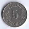 Монета 5 крон. 1969 год, Исландия.