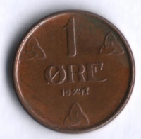 Монета 1 эре. 1947 год, Норвегия.