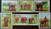 Набор марок (6 шт.). "Азиатские слоны". 1987 год, Вьетнам.