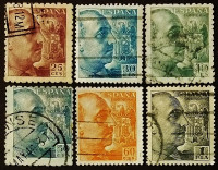 Набор почтовых марок (6 шт.). "Генерал Франко (I)". 1940-1951 годы, Испания.