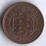 Монета 1/2 нового пенни. 1971 год, Гернси.