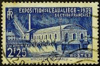 Почтовая марка. "Международная выставка воды 1939 года: Машина Марли". 1939 год, Франция.