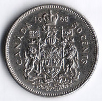 Монета 50 центов. 1968 год, Канада.
