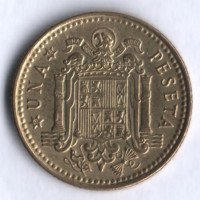 Монета 1 песета. 1966(68) год, Испания.